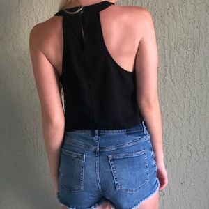 Black crop top with lace trim